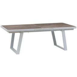 Table de jardin extensible Unisson pécan et blanc 10 places - Hespéride - Pécan / blanc