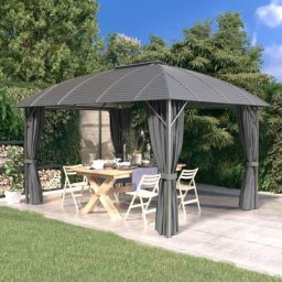 Tonnelle de Jardin Tente de réception - Rapide à Installer avec parois latérales et toit arqué 3x4