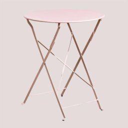 Sklum - Table de Jardin Pliante Ronde en Acier (Ø59,5 cm) Sergey Rosa Peachskin - Rosa Peachskin