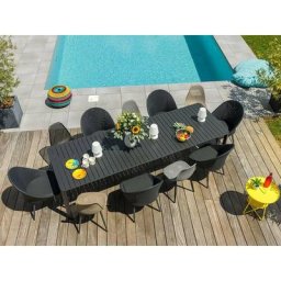 Table de jardin extensible en aluminium, rectangulaire Palma Jardiline Anthracite