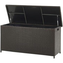 Coffre de Rangement Extérieur 126 x 46 cm en Rotin Marron Idéal pour Stockage d'Accessoires de