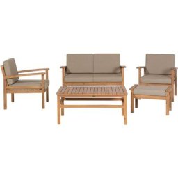 Ensemble de Jardin Moderne 4 Places en Bois Acacia Clair Manila - Bois clair