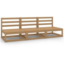 Canapés centraux de jardin 3 pcs Marron miel Bois de pin massif Vidaxl marron miel