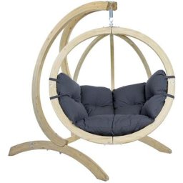 Ensemble fauteuil suspendu Globo chair avec support - Anthracite - coussin imperméable