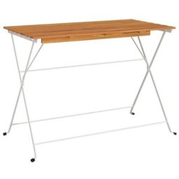 Table de bistro pliante 100x54x71cm Bois acacia solide et acier Vidaxl Blanc