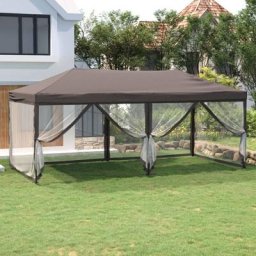 Tente de réception pliable Tonnelle de Jardin - Rapide à Installer avec parois Taupe 3x6 m BV985353