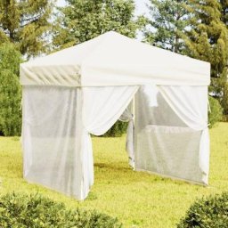 Tente de réception pliable Tonnelle de Jardin - Rapide à Installer avec parois Crème 2x2 m BV949088