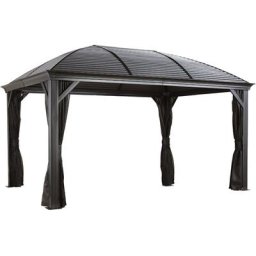 Aluminium Pavillon Gazebo Moreno 10x14 incl. moustiquaire grise 298x423x283 cm - Sojag