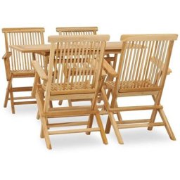 Mobilier à dîner d'extérieur 5 pcs Bois de teck massif Vidaxl Brun