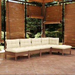 Maisonchic - Salon de jardin 5 pcs Meuble de jardin Mobilier de jardin avec coussins Marron miel