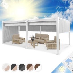 Blumfeldt - Pantheon Cortina Tonnelle de Jardin Aluminium 3x6 m, 4 Panneaux Latéraux Enroulables,