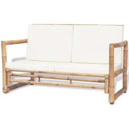 Decdeal - Canapé de jardin à 2 places avec coussins Bambou