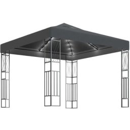 Vidaxl - Tonnelle avec guirlande lumineuse à led 3x3 m Anthracite Tissu Anthracite