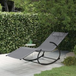 Bain de soleil Chaise à bascule - Transat de jardin Gris Acier et textilène BV547175 Bonnevie