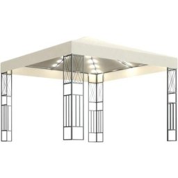 Vidaxl - Tonnelle avec guirlande lumineuse à led 3x3 m Crème Tissu Crème