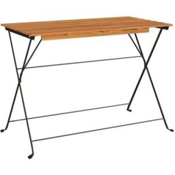 Table de bistro pliante 100x54x71cm Bois acacia solide et acier Vidaxl Noir