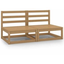 Canapés centraux de jardin 2 pcs Marron miel Bois de pin massif Vidaxl marron miel