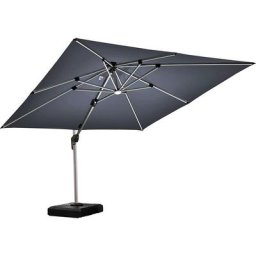 Purple Leaf - Parasol De Jardin Exterieur Rectangulaire 2.7 x 3.65 m avec led, Parasol Déporté Toit