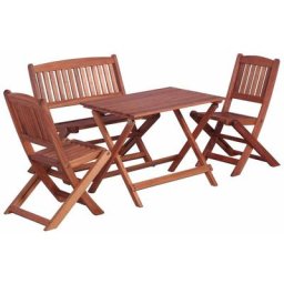 Ensemble Table et Chaise de Jardin 4 pcs - Ensemble à dîner d'extérieur pour enfants Eucalyptus