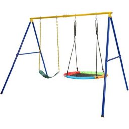 Ensemble de Portique et Balançoire Support de Nid d'Oiseau Extra-Large Forme a de 300 kg avec