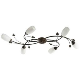 Plafonnier à intensité variable 'Stefania' en verre pour salon & salle à manger - blanc, noir doré