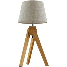 Lindby - Lampe à poser 'Delara' en textile pour salon & salle à manger - crème, pin