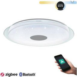 Plafonnier led lanciano-z Blanc, Chrome, Transparent h: 9.5 ø: 77cm dimmable 2700-6500K avec