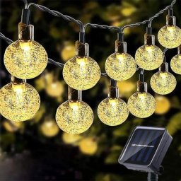 Guirlande solaire,Guirlande solaire Jardin,6.5 m 30 boules de cristal étanche Guirlande lumineuse