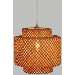 Suspension Rotin, Lampe à Suspension Rétro en Tissage de bambou, Lustres En Country Naturel,