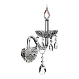 Applique murale 300755 cristal bougie 1-POINTS de lumière E14 29X22CM - chrome / transparent
