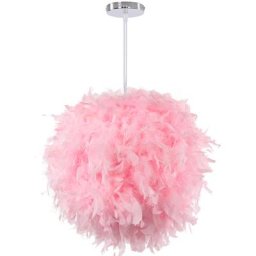 Idegu - Lustre Suspension Ø30cm Lustre en Plume Rose Suspension Luminaire E27 pour Chambre Salon