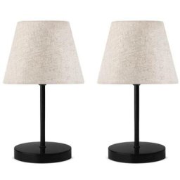 Lot de 2 lampes de table Accensa H37cm Tissu Blanc sale et Métal Noir - Crème