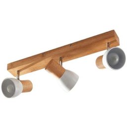 Lindby - Spot à intensité variable 'Thorin' en bois pour salon & salle à manger - bois clair, blanc
