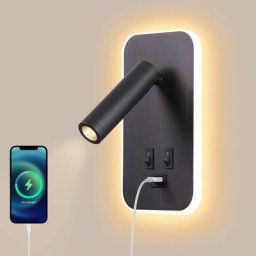 Applique murale led, liseuse de chevet avec interrupteur, port de charge usb, éclairage d'ambiance
