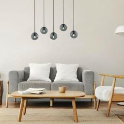 Suspensions Balini Anthracite 5x28W E14 - Gris
