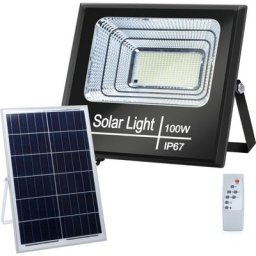 Projecteur solaire de 100 w avec panneau crépusculaire avec télécommande ip 67