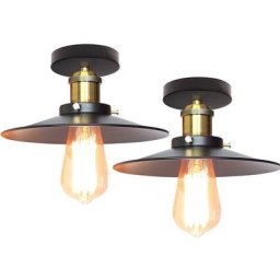 2x Vintage Plafonnier Industriel Retro en Métal Lustre Luminaire L'éclairage pour Chambre Salon