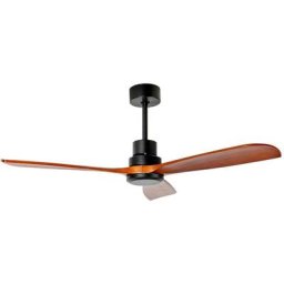 Ventilateur de plafond 'Torulim' en métal pour salon & salle à manger - noir brossé, bois foncé