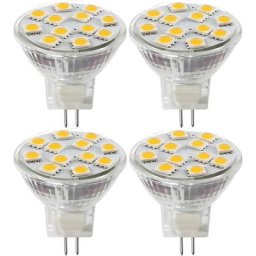 4 Ampoules LED MR11 GU4.0, 2.2W (équivalent ampoules halogènes 20 W), GU4 Base, 200lm, 12V AC/DC,