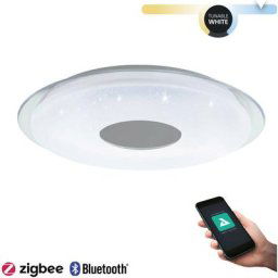 Plafonnier led lanciano-z Blanc, Chrome, Transparent h: 8 ø: 45cm Dimmable 2700-6500K avec fonction