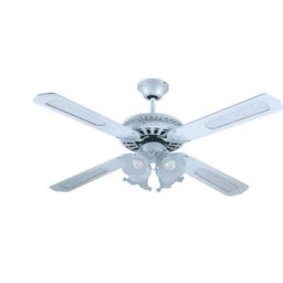 Ventilateur de plafond Country 70W 3 pales en imitation bois quatre lampes 3 vitesses 130 cm blanc