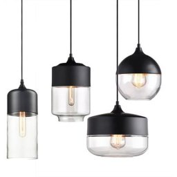 Suspension Design Style Retro Vintage Contemporain Transparent , Lustre Abat-jour en Verre Corde