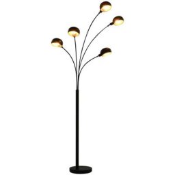 Lampadaire Lampe sur Pied | Lampadaire salon 200 cm 5 x E14 Noir et doré 16284 - Noir