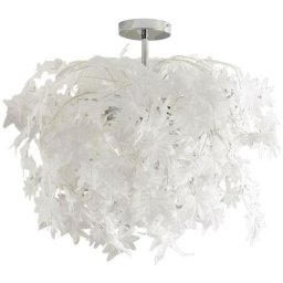 Plafonnier Tissu à intensité variable 'Maple' pour salon & salle à manger - blanc, chromé