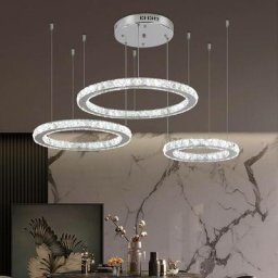 Greelustr - led Anneaux Lustre Moderne Cristal Pendentif Lumière Trois Lumière Ronde Plafonnier