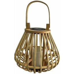 Lumisky - Lanterne solaire décorative havane tall Bois clair Bambou H47cm - Bois clair