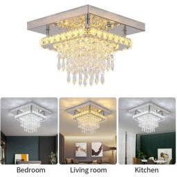 Lustres en cristal de luxe à led, luminaires de plafond encastrés carrés modernes, éclairage pour