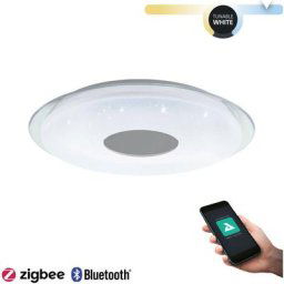Eglo - Plafonnier led lancian-z Blanc, chrome, transparent h: 8 ø: 56cm dimmable 2700-6500K avec