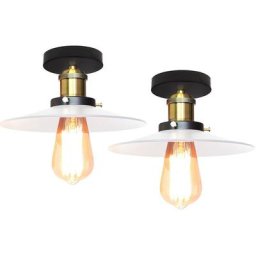 2x Vintage Plafonnier Industriel Retro en Métal Lustre Luminaire L'éclairage pour Chambre Salon