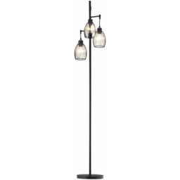 Lampadaire design industriel 3 têtes 40 w max. luminosité réglable métal filaire acier noir - Noir